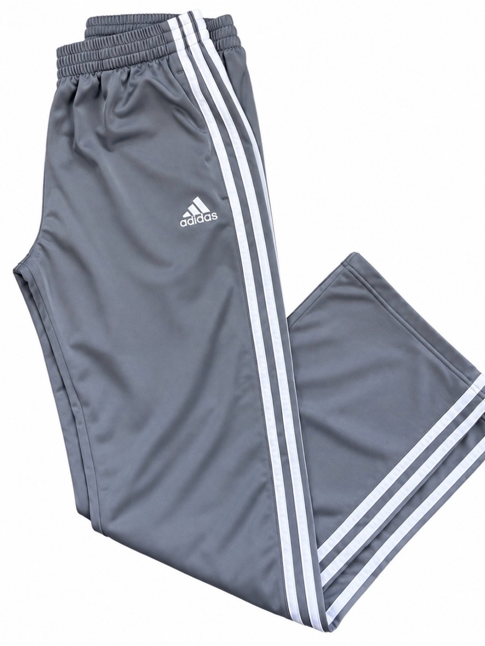 adidas Boy’s XL(16/18) Athletic Track Sweatpants Joggers White Three-Stripes
